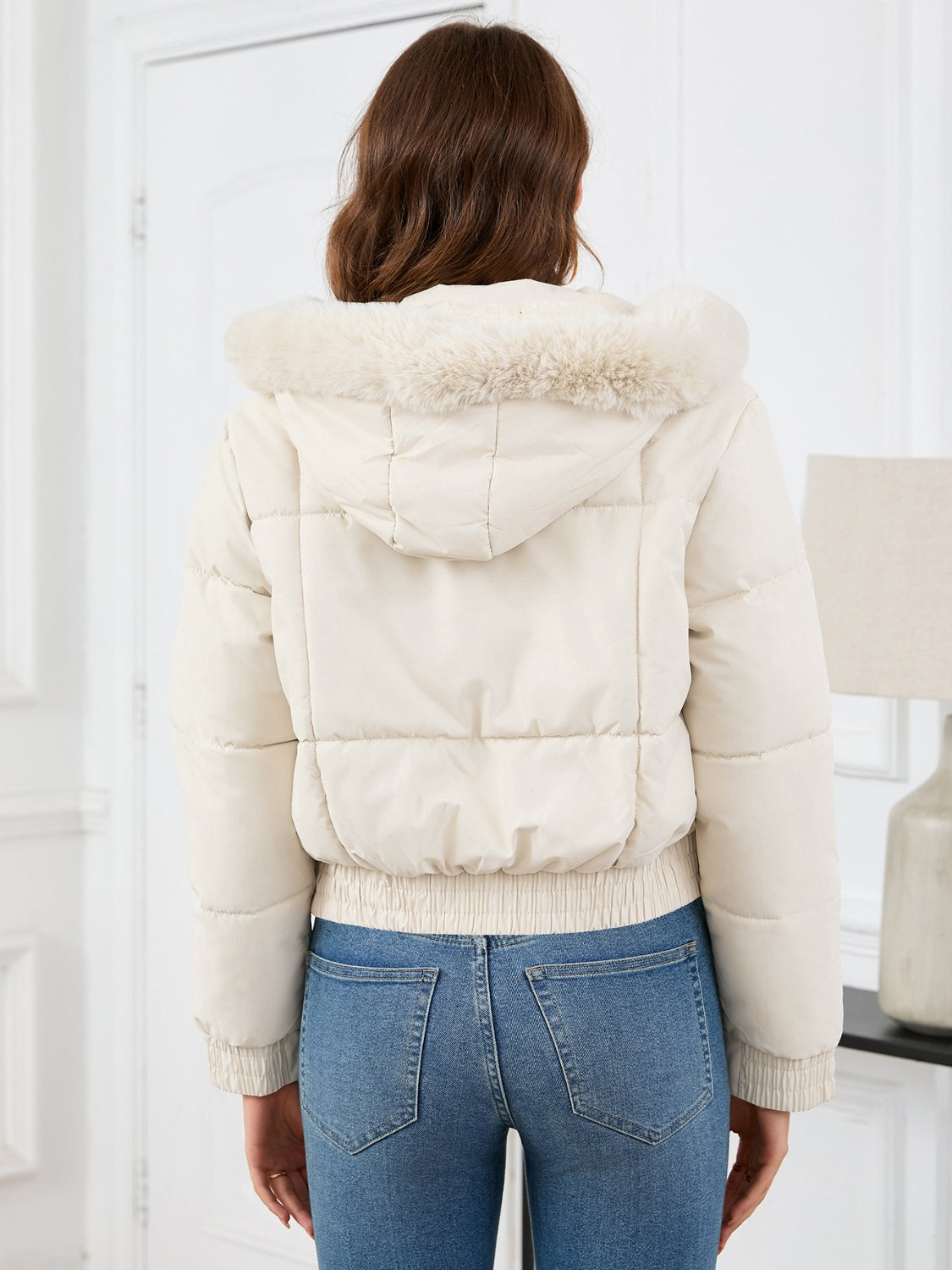 Pocketed Long Sleeve Cropped Hooded Winter Coat