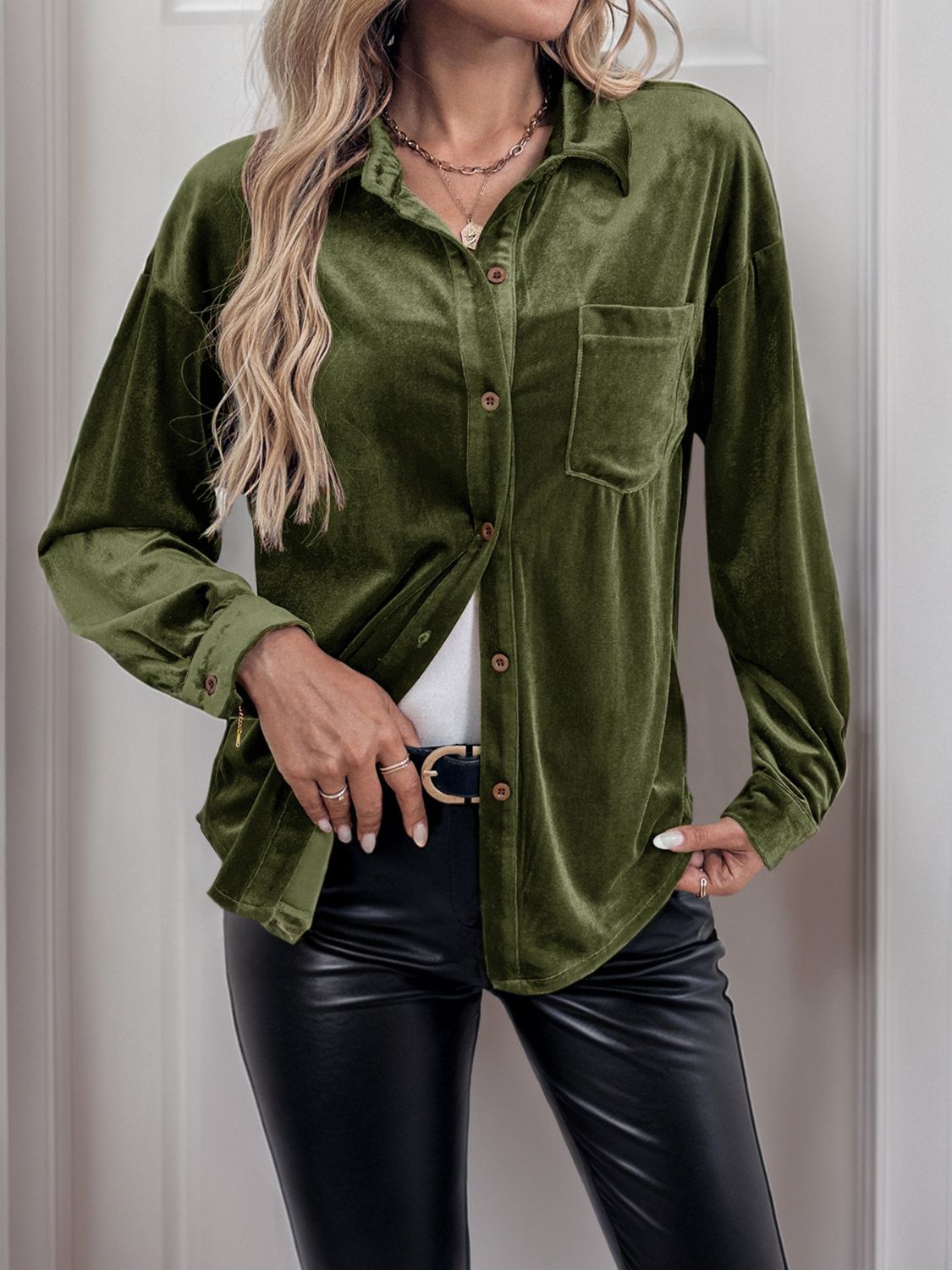 Perfee Button Up Long Sleeve Shirt