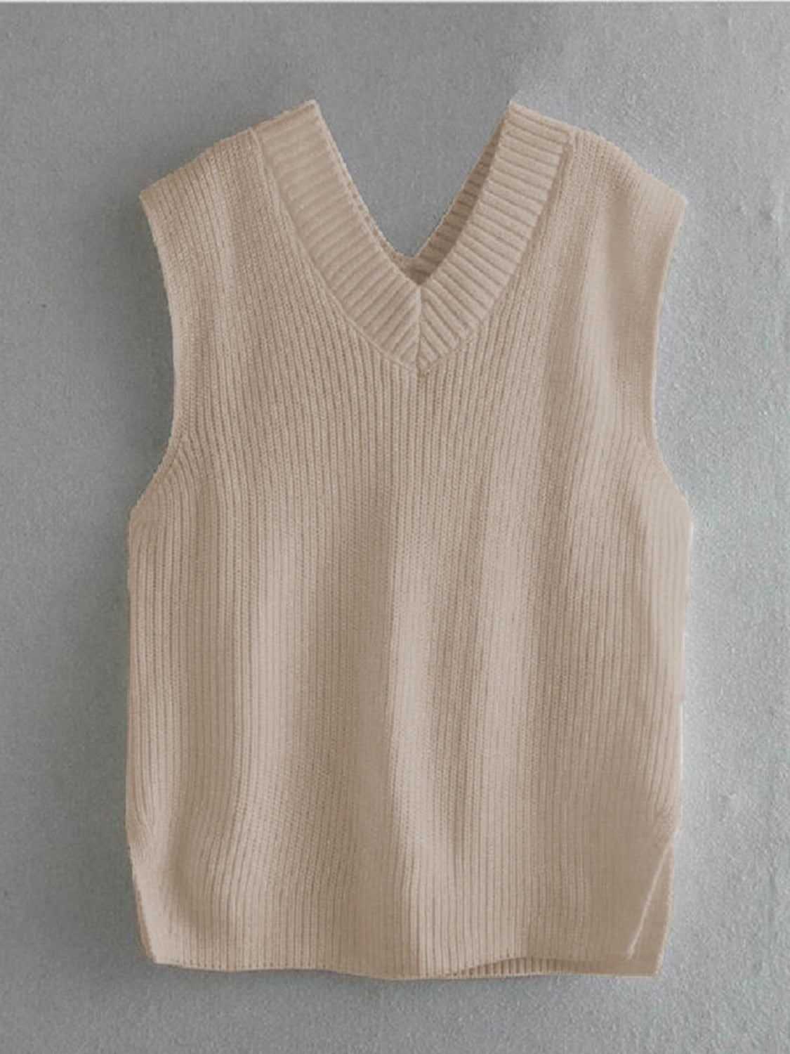 Ribbed V-Neck Sleeveless Sweater Vest