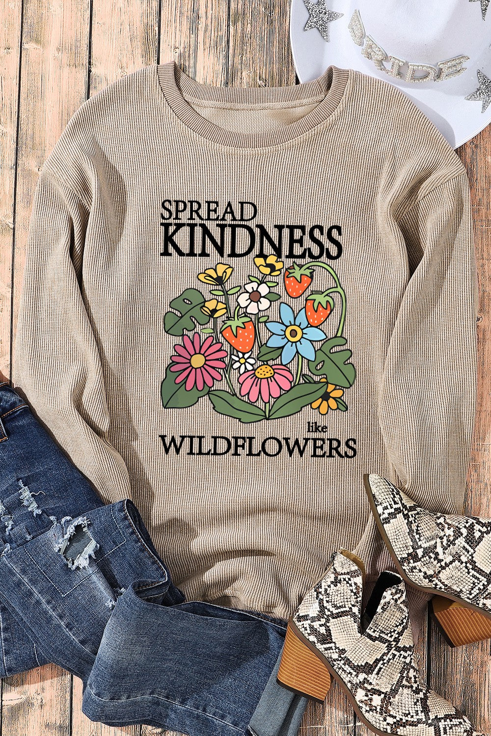 SPREAD KINDNESS LIKE WILDFLOWERS Round Neck Sweatshirt