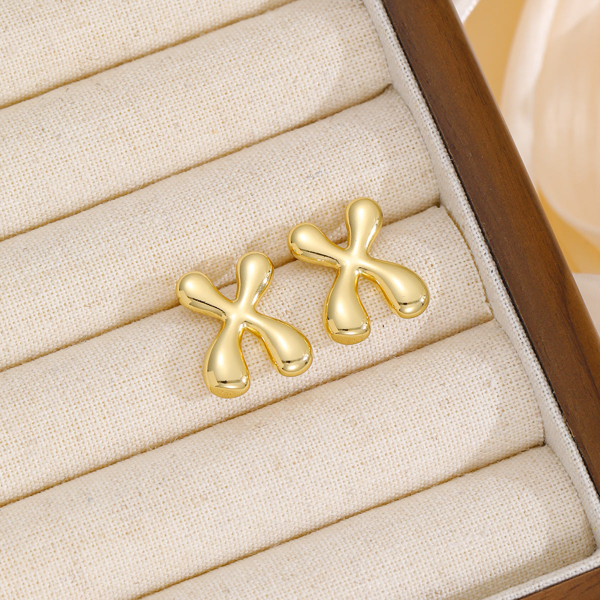 18K Gold-Plated Bubble Letter Stud Earrings